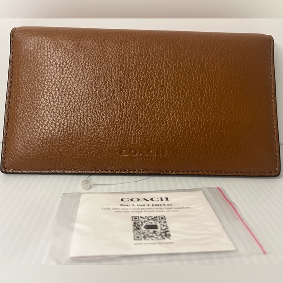 COACH Genuine Pebbled Leather Bifold Checkbook Holder wLeather Interior&Pen slot - Picture 1 of 11